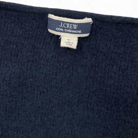 J. Crew Cashmere Button Cropped Cardigan Sweater Women's Large Navy Blue - Picture 3 of 7